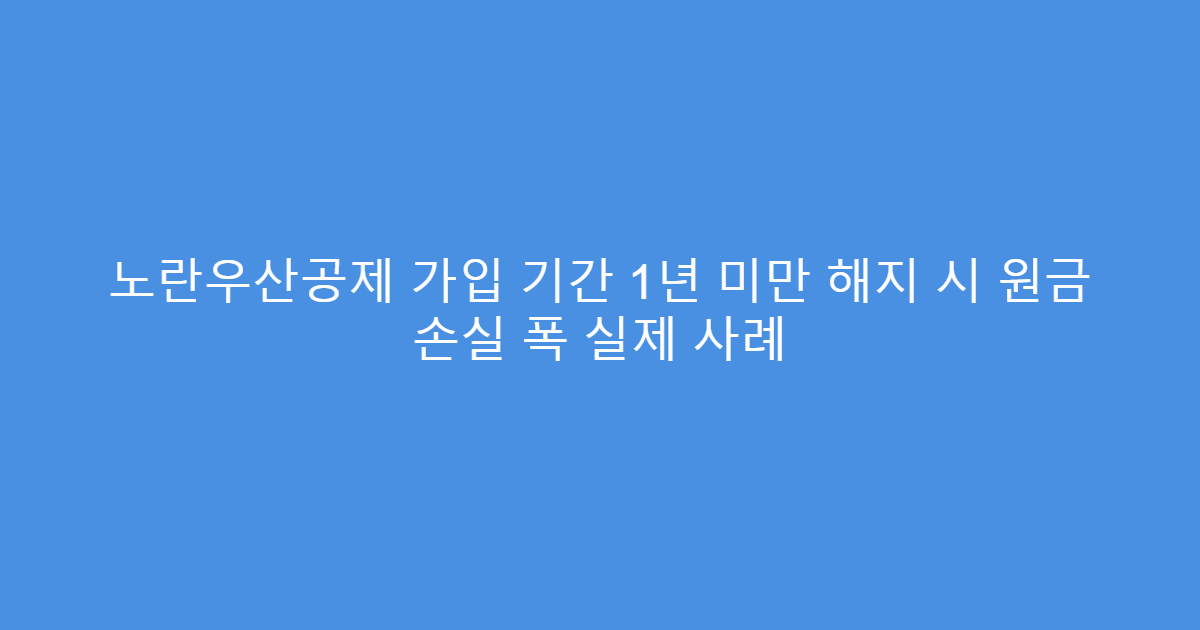 노란우산공제 가입 기간 1년 미만 해지 시 원금 손실 폭 실제 사례