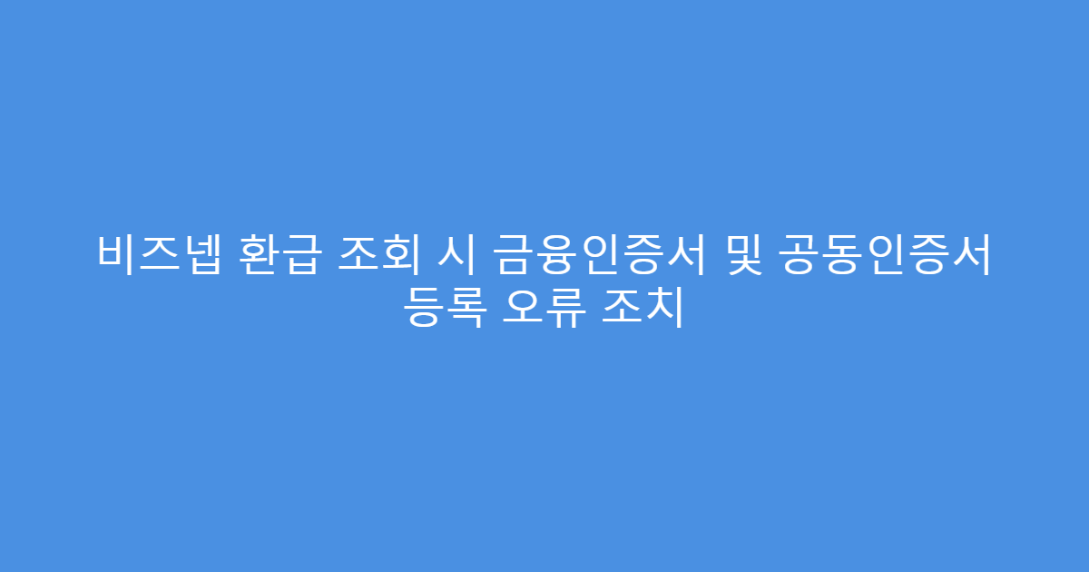 비즈넵 환급 조회 시 금융인증서 및 공동인증서 등록 오류 조치