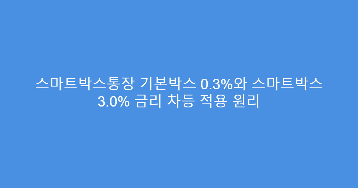 스마트박스통장 기본박스 0.3%와 스마트박스 3.0% 금리 차등 적용 원리