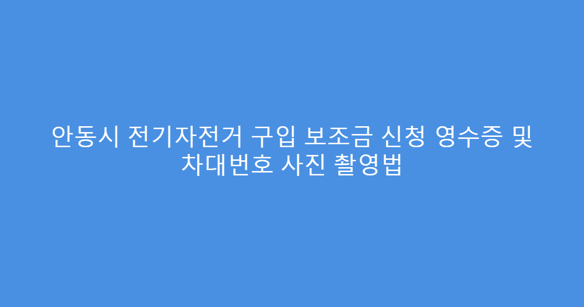안동시 전기자전거 구입 보조금 신청 영수증 및 차대번호 사진 촬영법