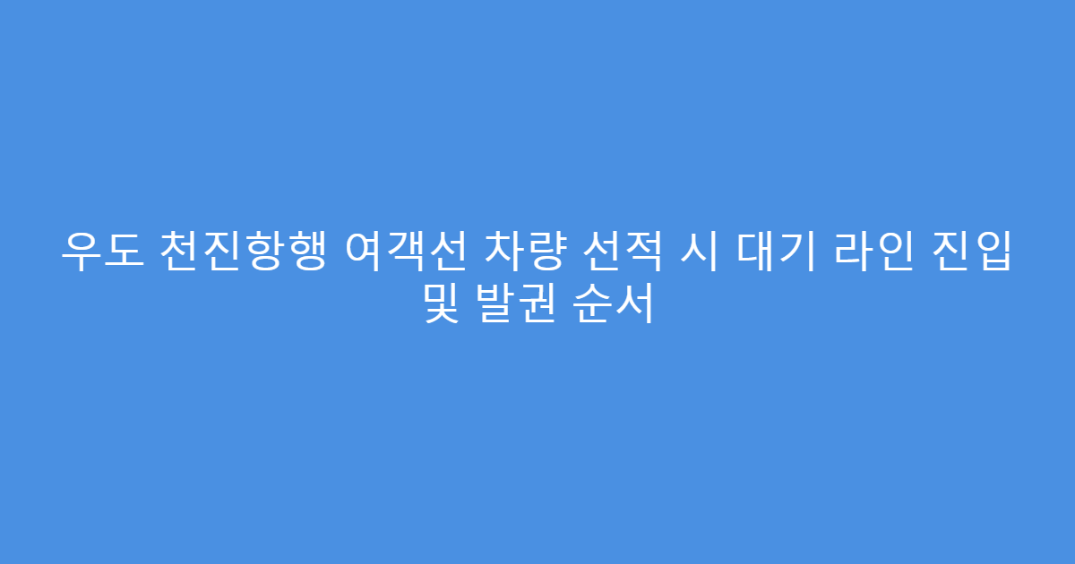 우도 천진항행 여객선 차량 선적 시 대기 라인 진입 및 발권 순서