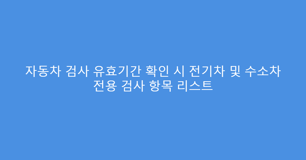 자동차 검사 유효기간 확인 시 전기차 및 수소차 전용 검사 항목 리스트