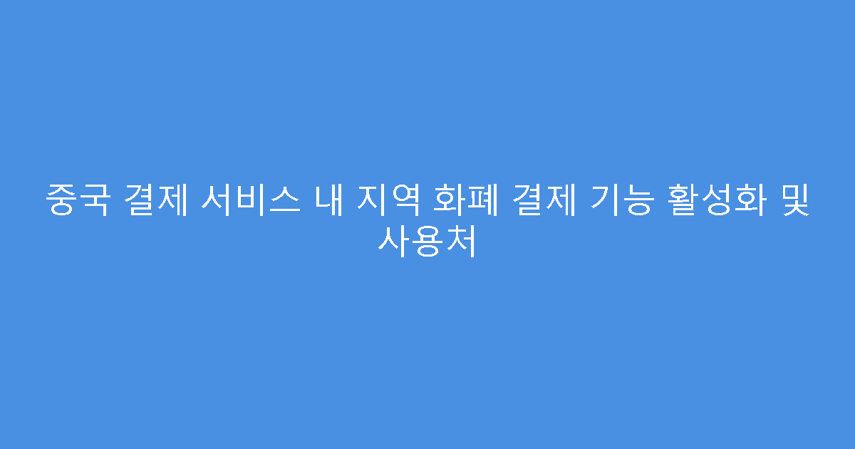 중국 결제 서비스 내 지역 화폐 결제 기능 활성화 및 사용처