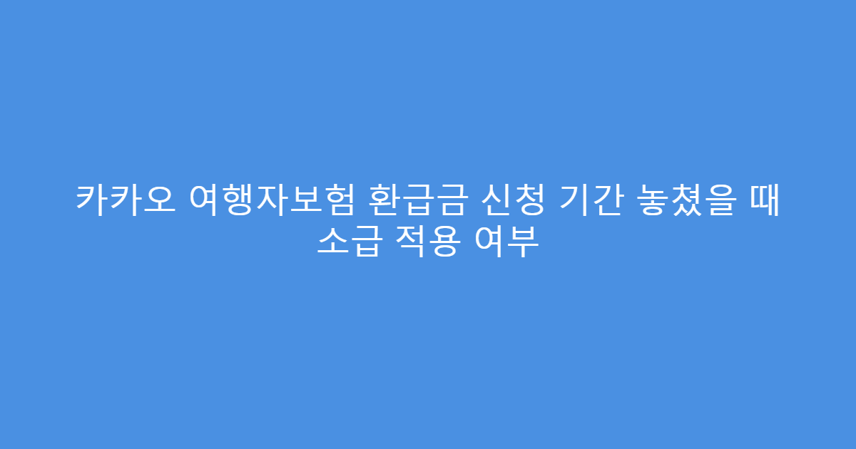 카카오 여행자보험 환급금 신청 기간 놓쳤을 때 소급 적용 여부