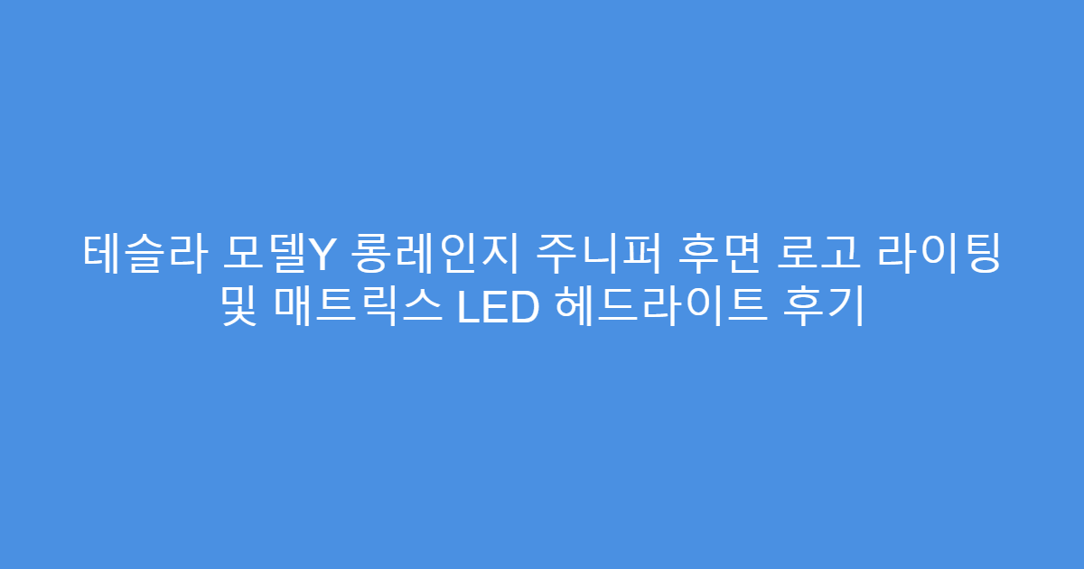 테슬라 모델Y 롱레인지 주니퍼 후면 로고 라이팅 및 매트릭스 LED 헤드라이트 후기