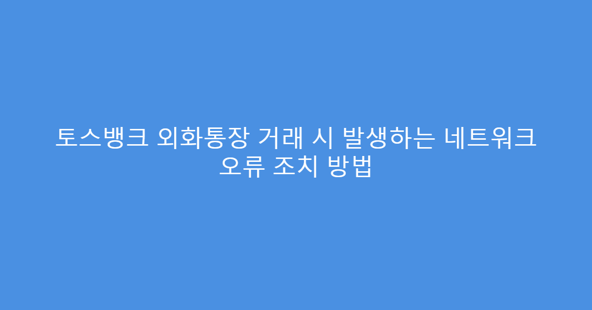 토스뱅크 외화통장 거래 시 발생하는 네트워크 오류 조치 방법