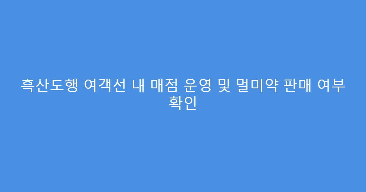 흑산도행 여객선 내 매점 운영 및 멀미약 판매 여부 확인