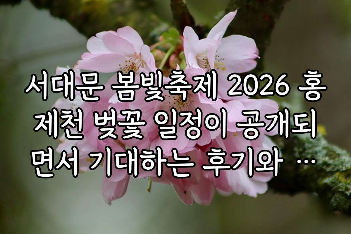 서대문 봄빛축제 2026 홍제천 벚꽃 일정이 공개되면서 기대하는 후기와 사진 모음
