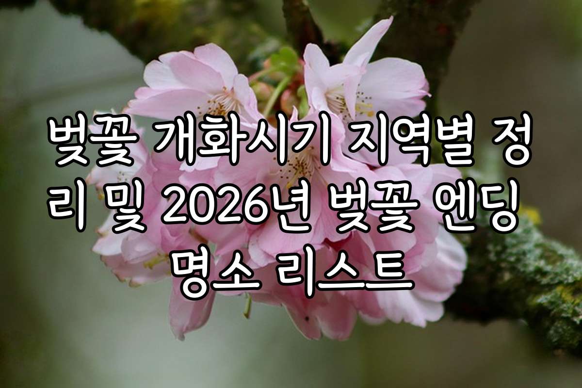 벚꽃 개화시기 지역별 정리 및 2026년 벚꽃 엔딩 명소 리스트