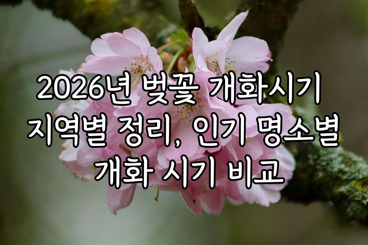 2026년 벚꽃 개화시기 지역별 정리, 인기 명소별 개화 시기 비교