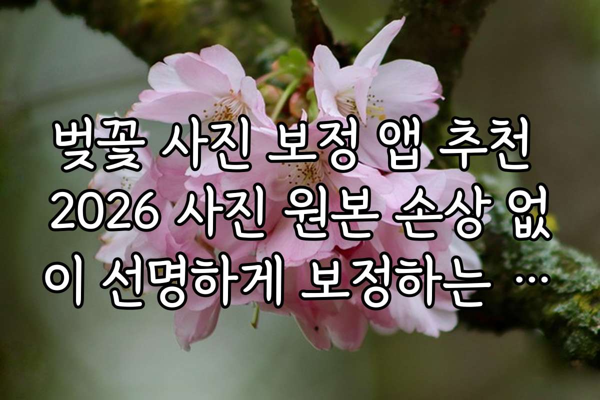 벚꽃 사진 보정 앱 추천 2026 사진 원본 손상 없이 선명하게 보정하는 앱 추천