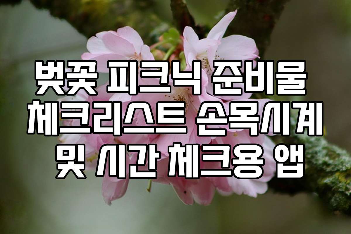 벚꽃 피크닉 준비물 체크리스트 손목시계 및 시간 체크용 앱