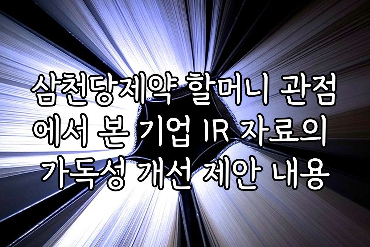 삼천당제약 할머니 관점에서 본 기업 IR 자료의 가독성 개선 제안 내용