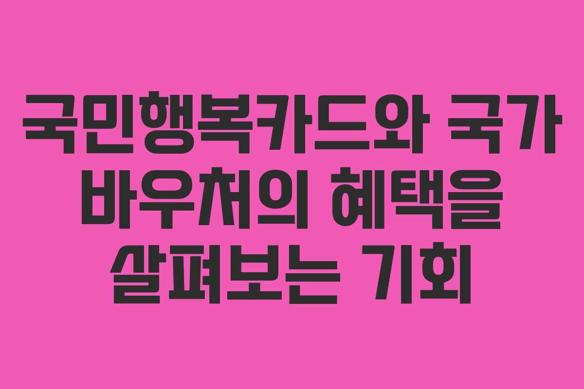 국민행복카드와 국가 바우처의 혜택을 살펴보는 기회