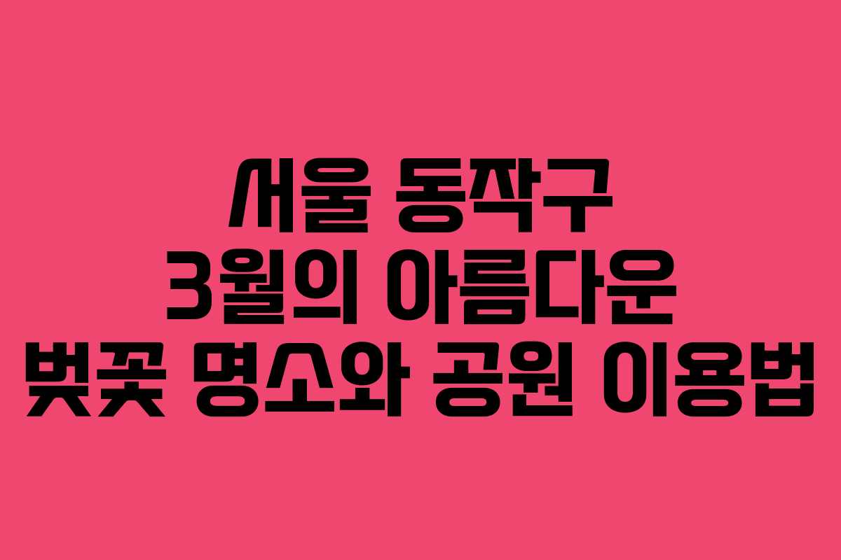 서울 동작구 3월의 아름다운 벚꽃 명소와 공원 이용법