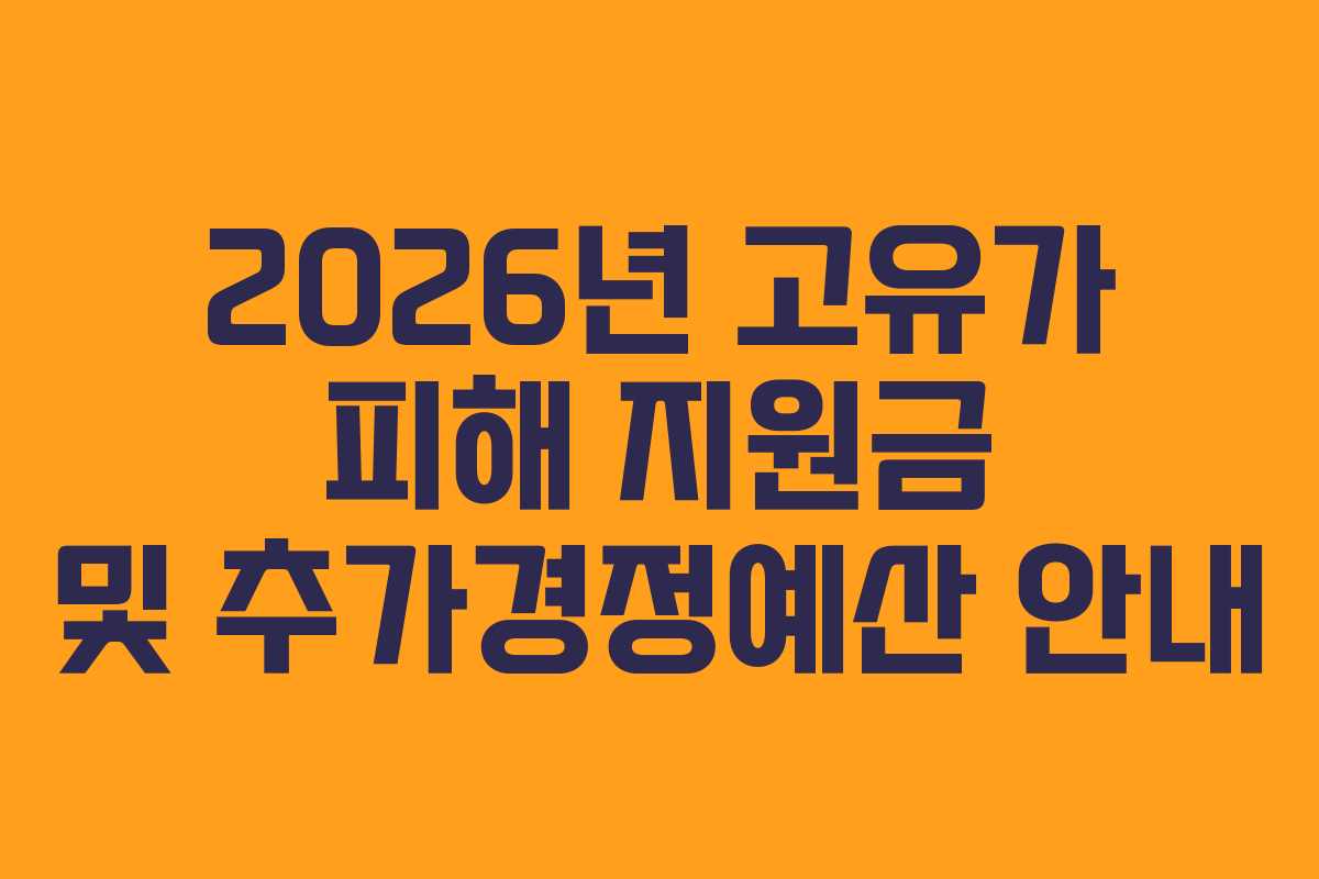 2026년 고유가 피해 지원금 및 추가경정예산 안내