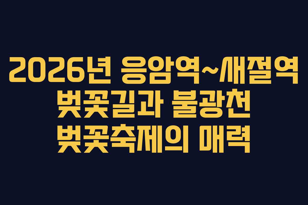 2026년 응암역~새절역 벚꽃길과 불광천 벚꽃축제의 매력