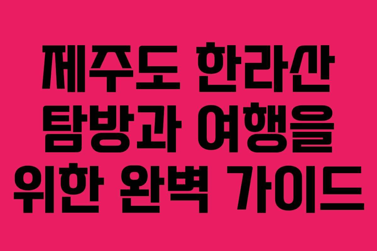 제주도 한라산 탐방과 여행을 위한 완벽 가이드