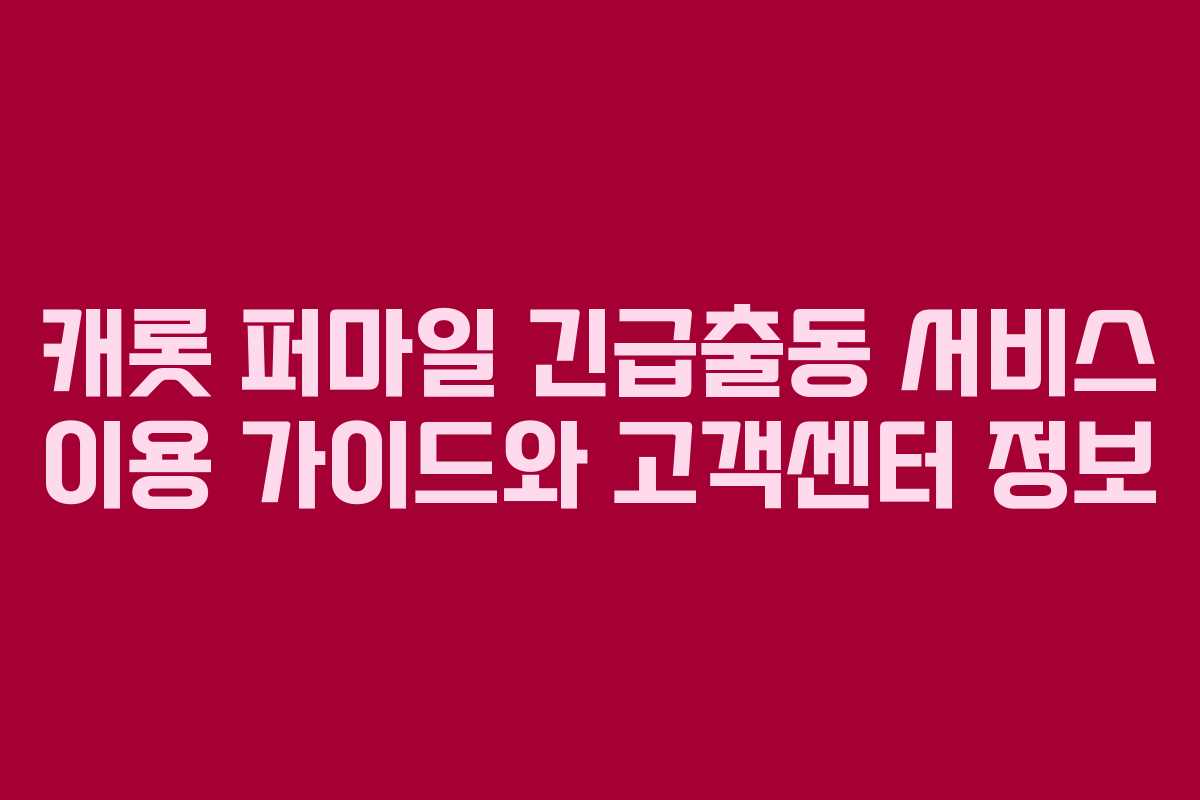 캐롯-퍼마일-긴급출동-서비스-이용-가이드와-고객센터-정보