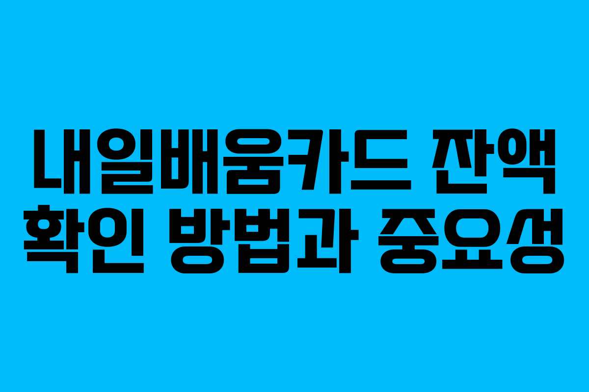 내일배움카드 잔액 확인 방법과 중요성