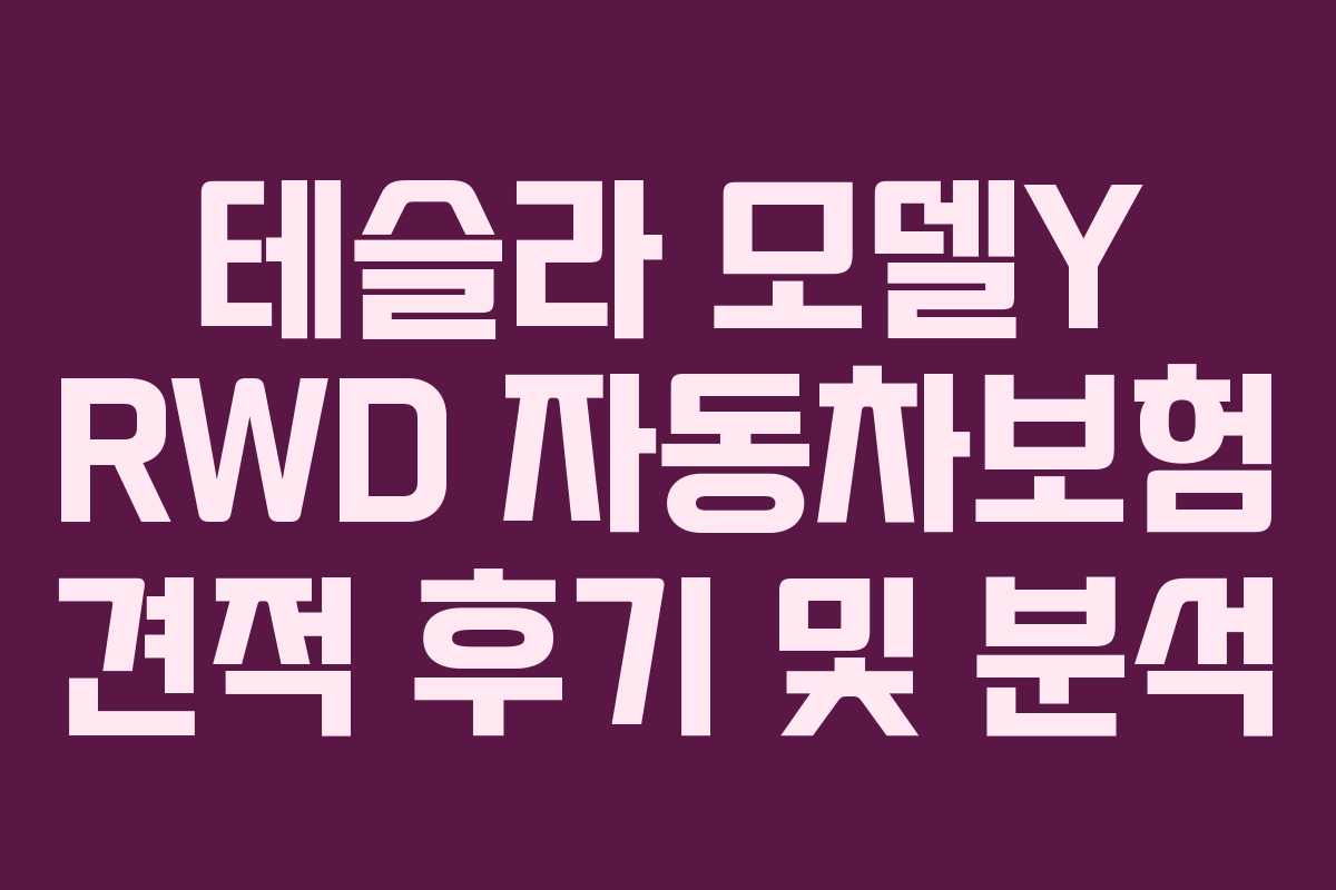 테슬라 모델Y RWD 자동차보험 견적 후기 및 분석
