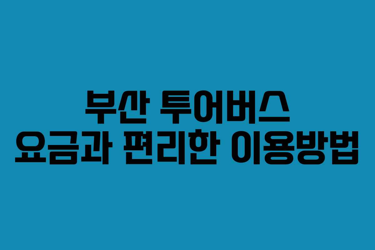부산 투어버스 요금과 편리한 이용방법