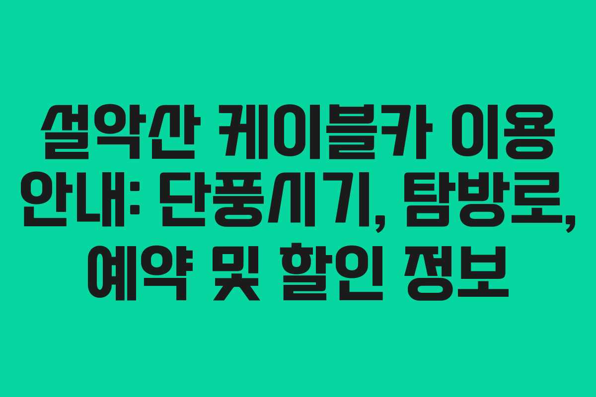 설악산 케이블카 이용 안내: 단풍시기, 탐방로, 예약 및 할인 정보