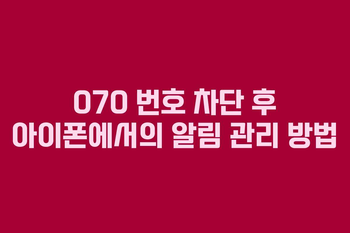 070 번호 차단 후 아이폰에서의 알림 관리 방법