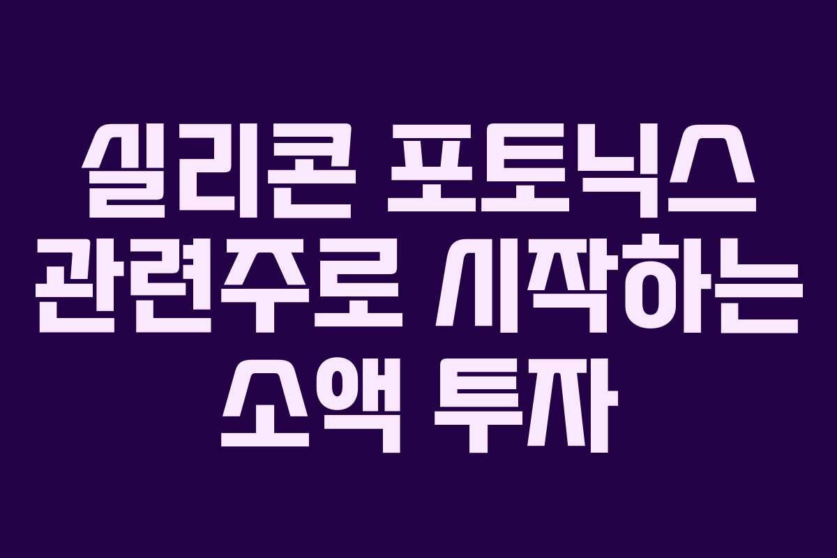 실리콘 포토닉스 관련주로 시작하는 소액 투자