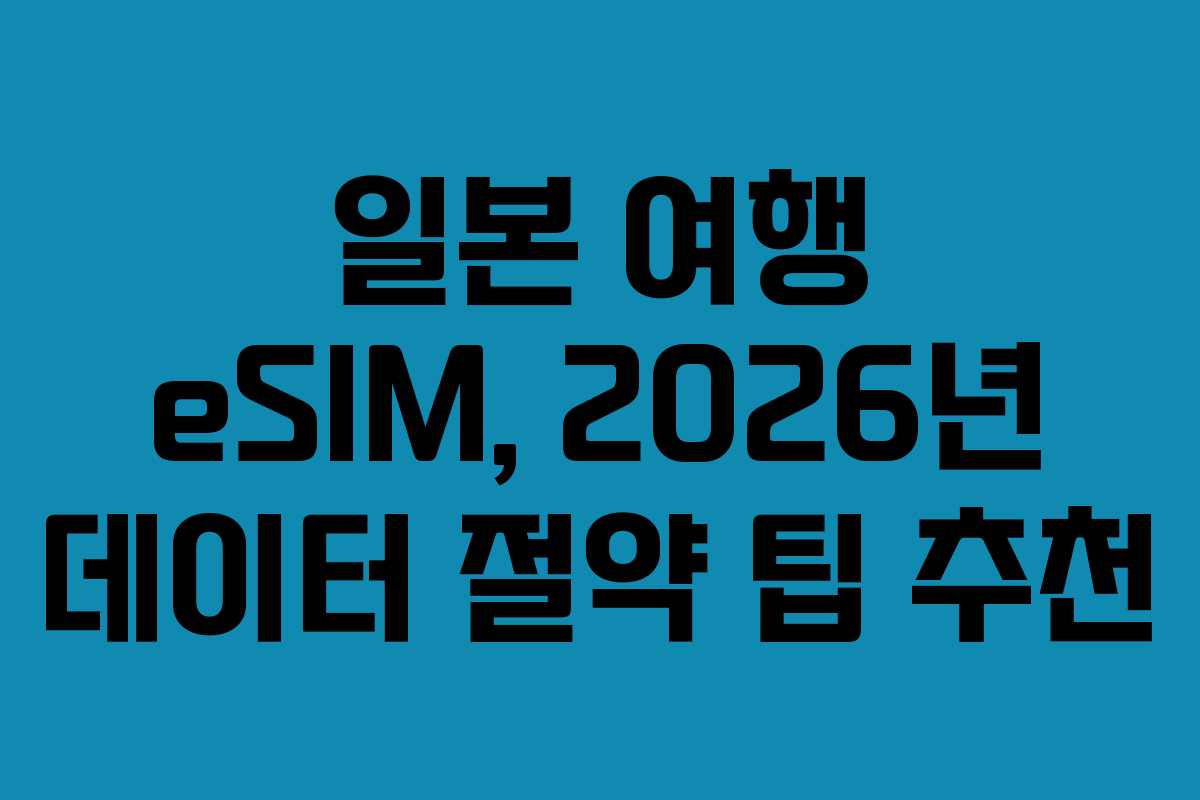일본 여행 eSIM, 2026년 데이터 절약 팁 추천