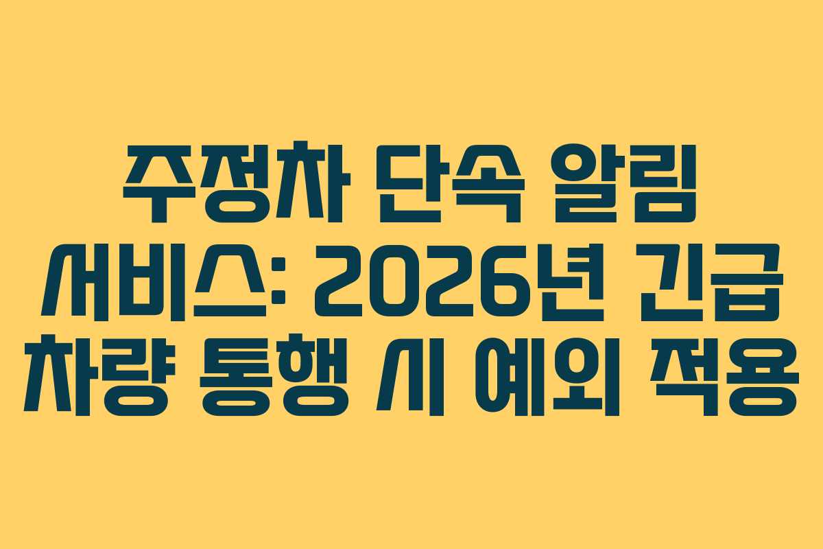 주정차 단속 알림 서비스: 2026년 긴급 차량 통행 시 예외 적용