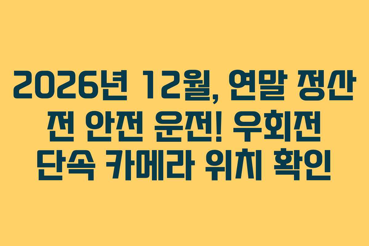 2026년 12월, 연말 정산 전 안전 운전! 우회전 단속 카메라 위치 확인