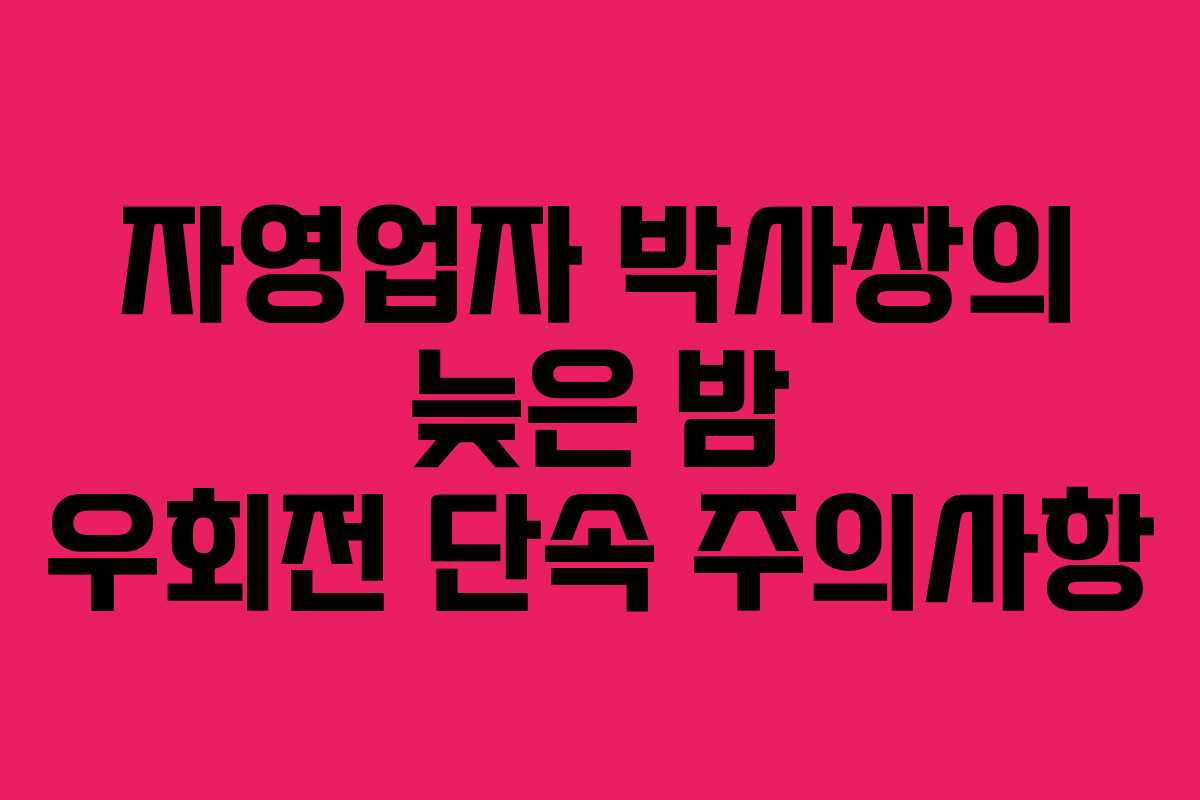 자영업자 박사장의 늦은 밤 우회전 단속 주의사항