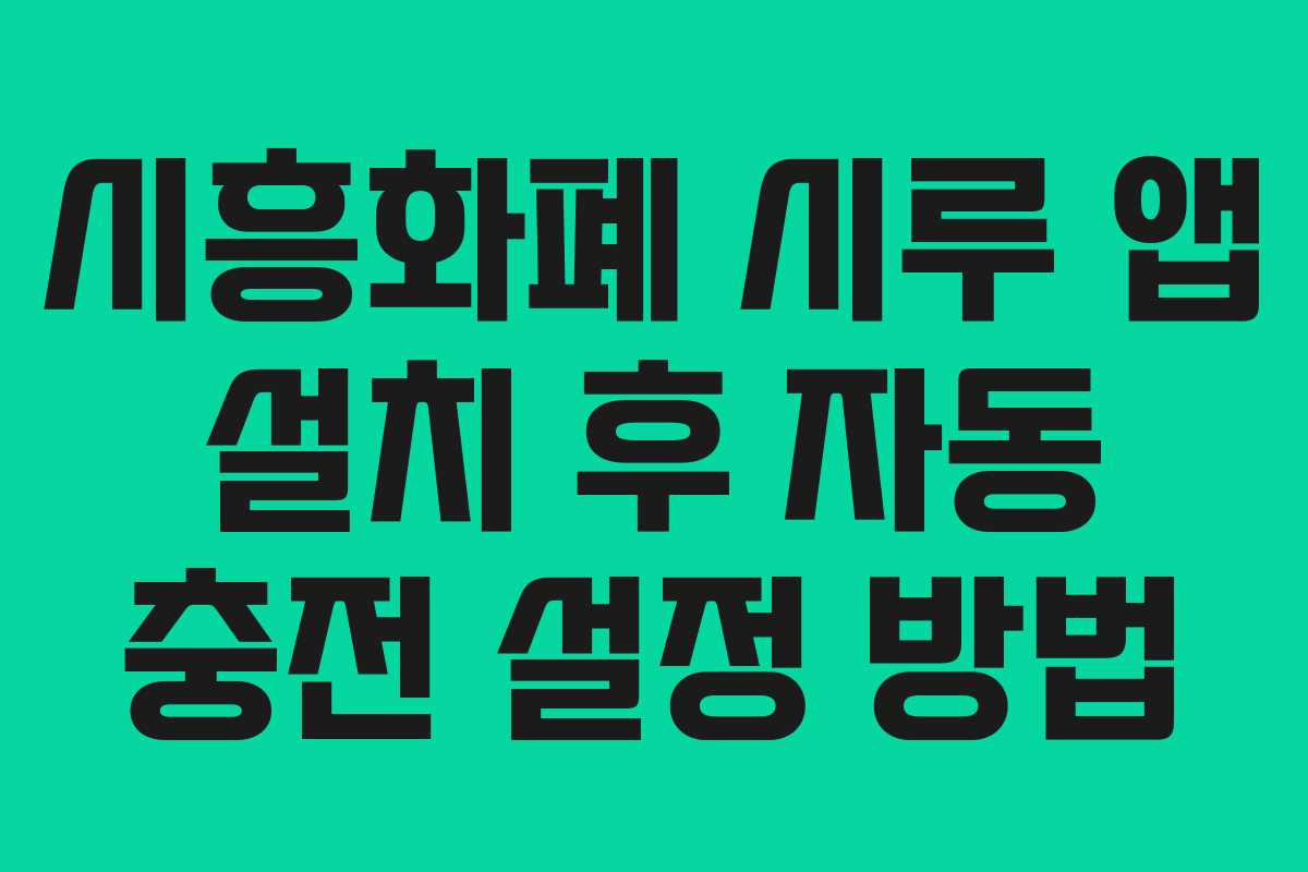 시흥화폐 시루 앱 설치 후 자동 충전 설정 방법