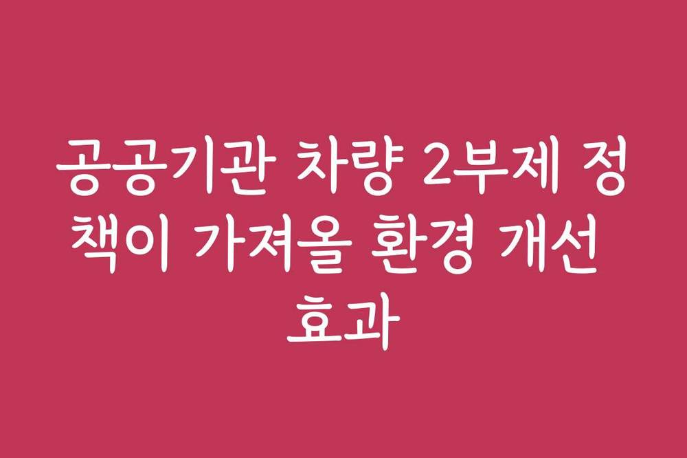 공공기관 차량 2부제 정책이 가져올 환경 개선 효과