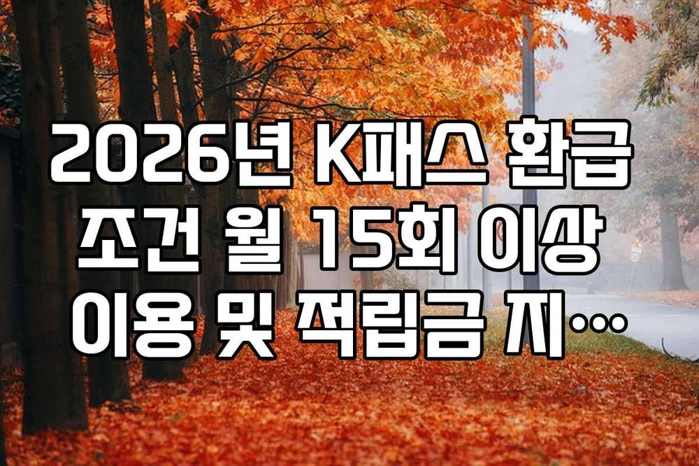 2026년 K패스 환급 조건 월 15회 이상 이용 및 적립금 지급액 기준