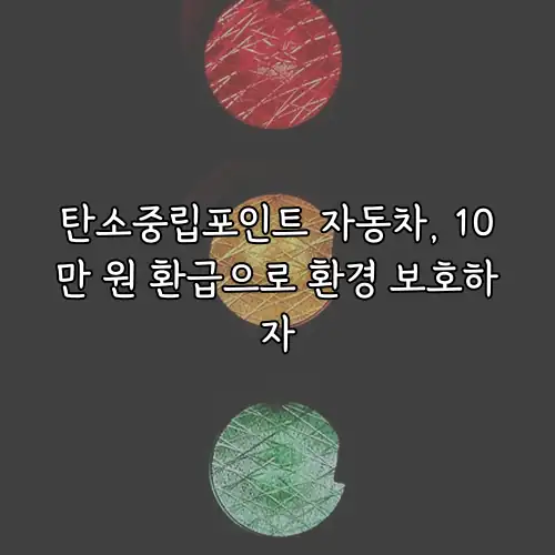 탄소중립포인트 자동차, 10만 원 환급으로 환경 보호하자