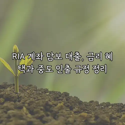 RIA 계좌 담보 대출, 금리 혜택과 중도 인출 규정 정리