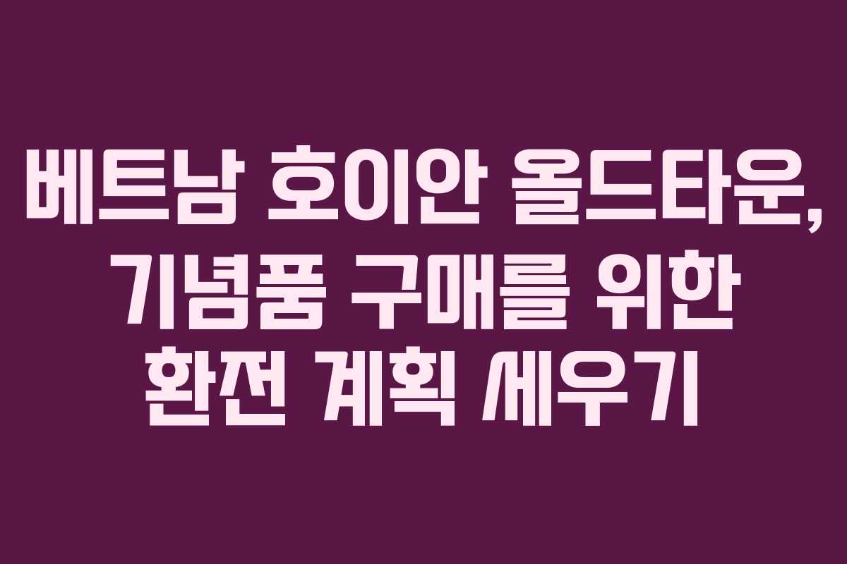 베트남 호이안 올드타운, 기념품 구매를 위한 환전 계획 세우기