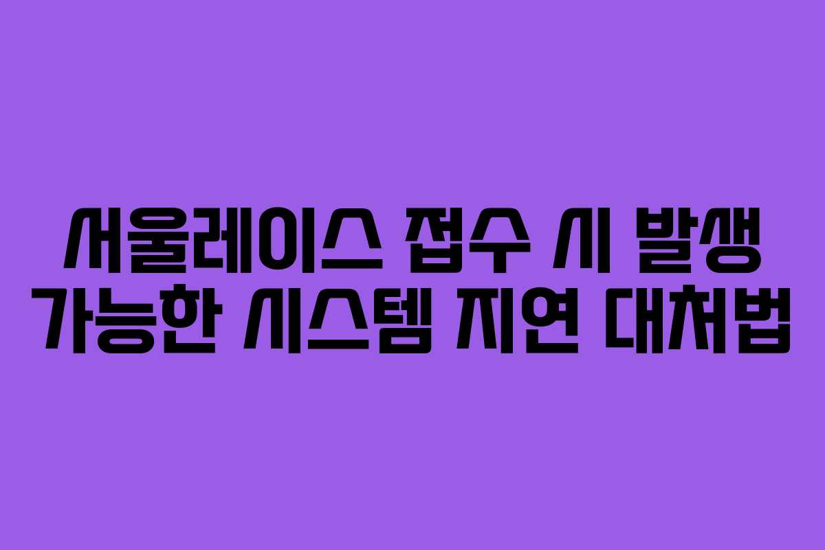 서울레이스 접수 시 발생 가능한 시스템 지연 대처법