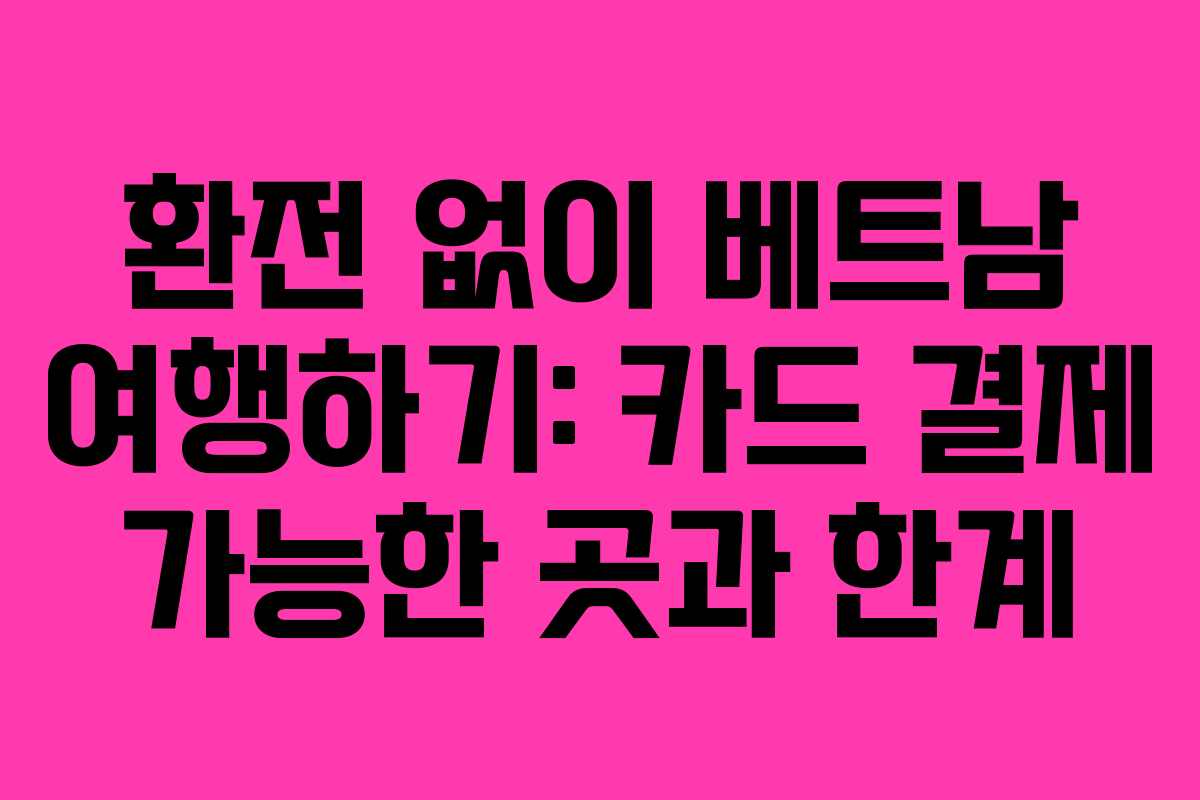 환전 없이 베트남 여행하기: 카드 결제 가능한 곳과 한계