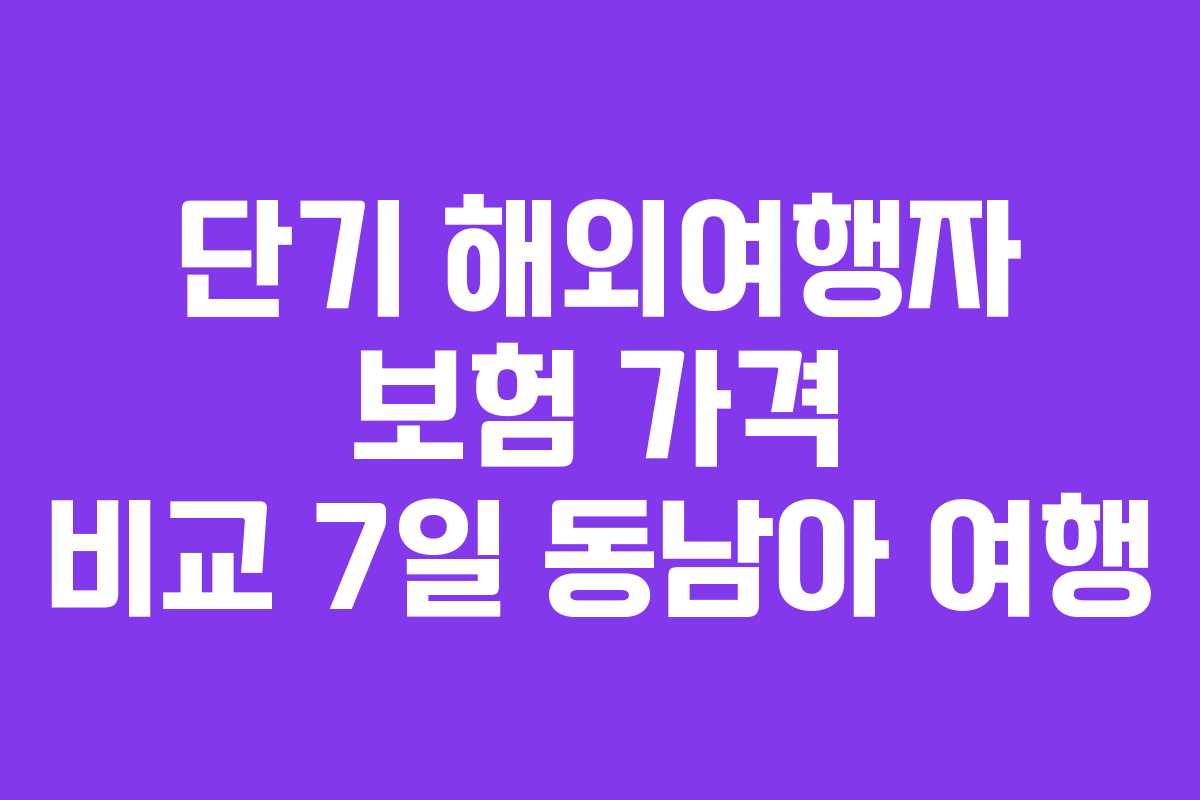 단기-해외여행자-보험-가격-비교-7일-동남아-여행