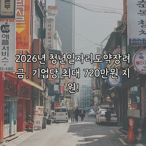 2026년 청년일자리도약장려금, 기업당 최대 720만원 지원!