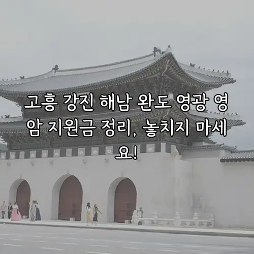 고흥 강진 해남 완도 영광 영암 지원금 정리, 놓치지 마세요!