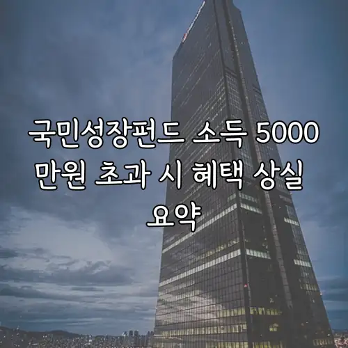 국민성장펀드 소득 5000만원 초과 시 혜택 상실 요약