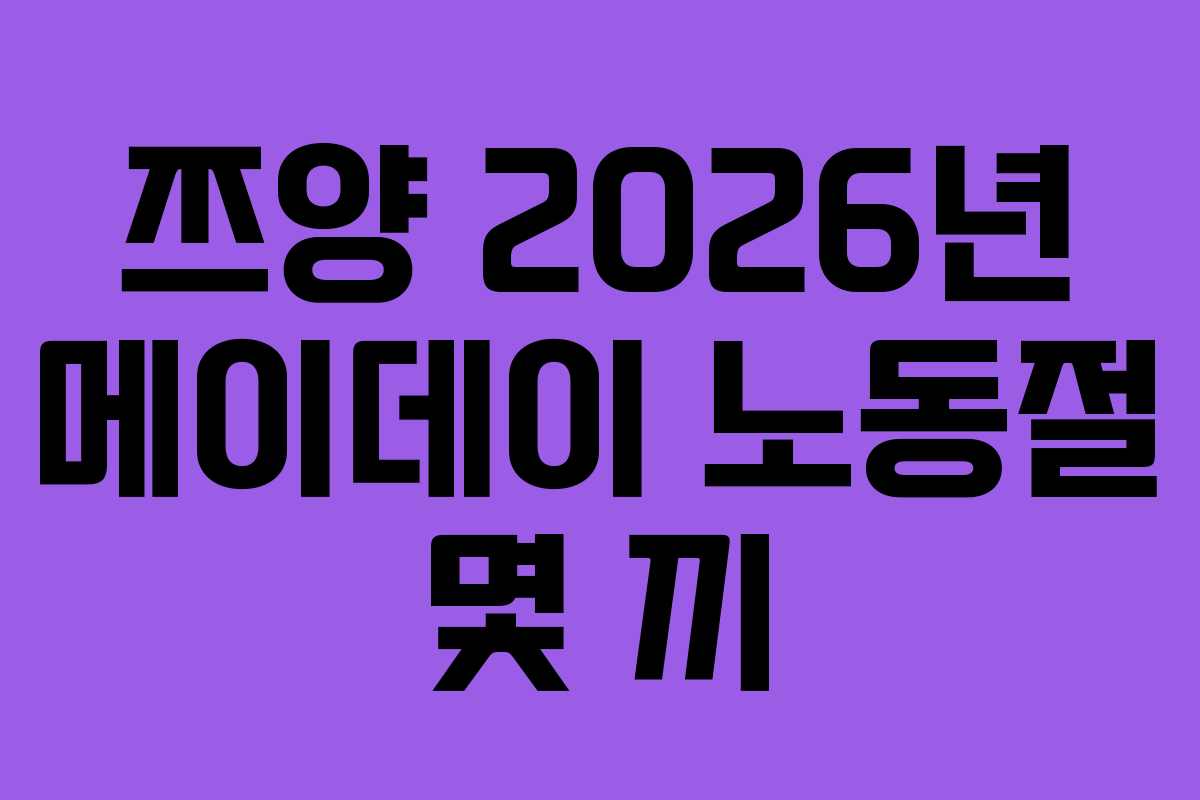 쯔양-2026년-메이데이-노동절-몇-끼